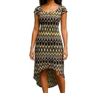Bear Dance HIGH/LOW MAXI DRESS Size Large fits like Medium NWT Green/Black